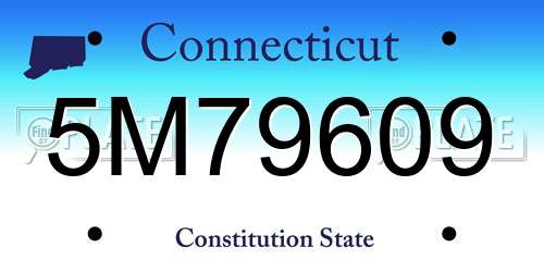 5M79609 Connecticut License Plate