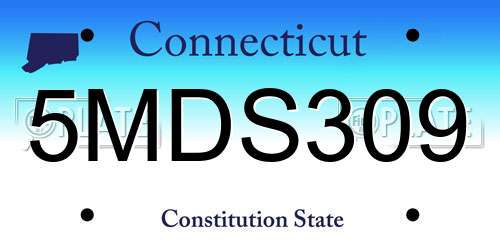 5MDS309 Connecticut License Plate