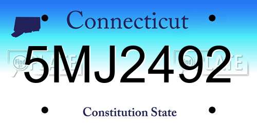 5MJ2492 Connecticut License Plate