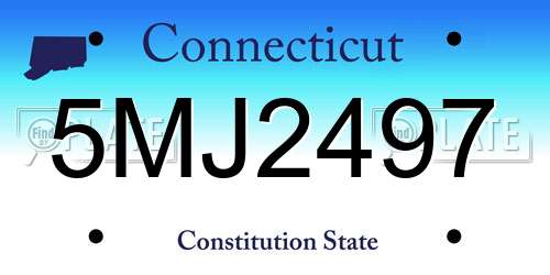5MJ2497 Connecticut License Plate