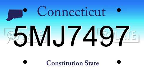 5MJ7497 Connecticut License Plate