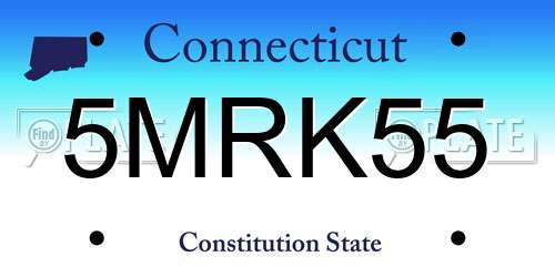 5MRK55 Connecticut License Plate