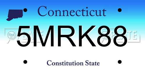 5MRK88 Connecticut License Plate