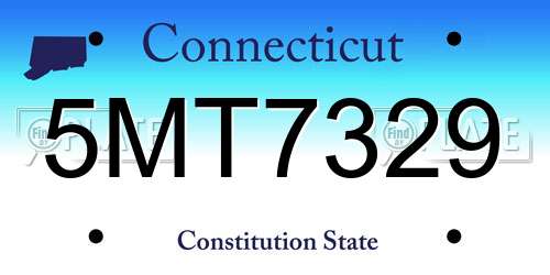 5MT7329 Connecticut License Plate