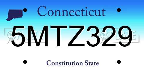 5MTZ329 Connecticut License Plate