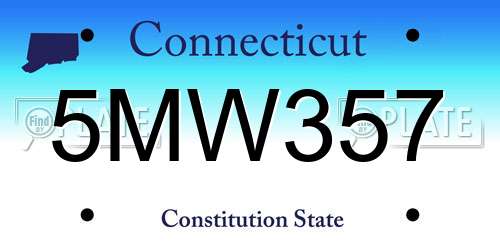 5MW357 Connecticut License Plate