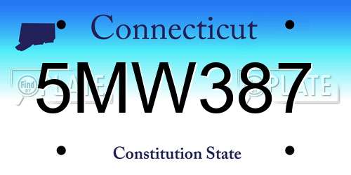 5MW387 Connecticut License Plate