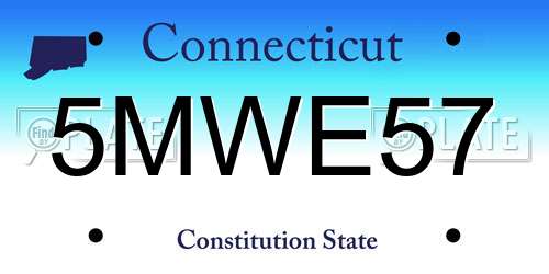 5MWE57 Connecticut License Plate
