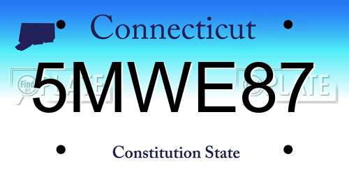 5MWE87 Connecticut License Plate