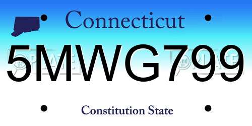 5MWG799 Connecticut License Plate