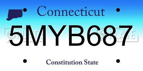 5MYB687 Connecticut License Plate