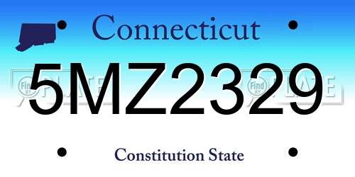 5MZ2329 Connecticut License Plate