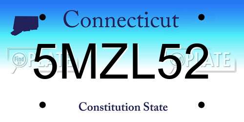 5MZL52 Connecticut License Plate