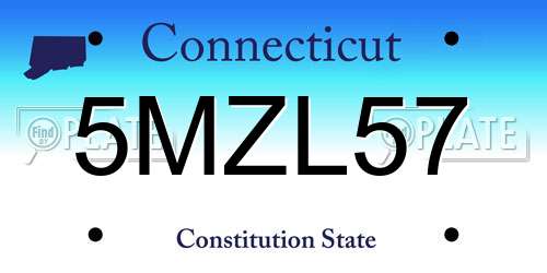 5MZL57 Connecticut License Plate
