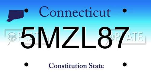 5MZL87 Connecticut License Plate