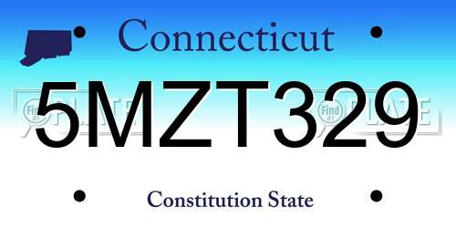 5MZT329 Connecticut License Plate