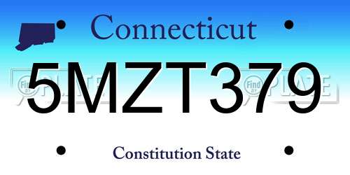 5MZT379 Connecticut License Plate