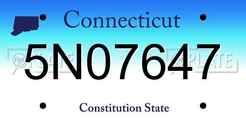 5N07647 Connecticut License Plate