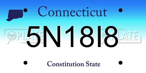 5N18I8 Connecticut License Plate