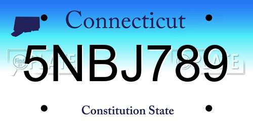 5NBJ789 Connecticut License Plate