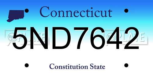 5ND7642 Connecticut License Plate