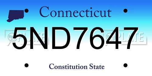 5ND7647 Connecticut License Plate