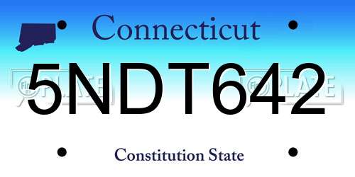 5NDT642 Connecticut License Plate