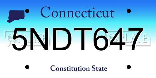 5NDT647 Connecticut License Plate