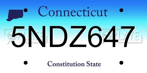 5NDZ647 Connecticut License Plate