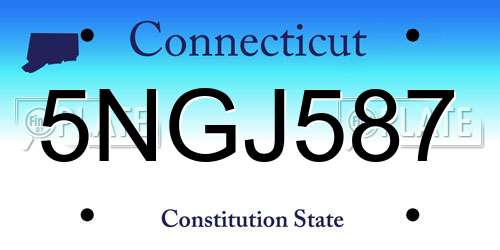 5NGJ587 Connecticut License Plate