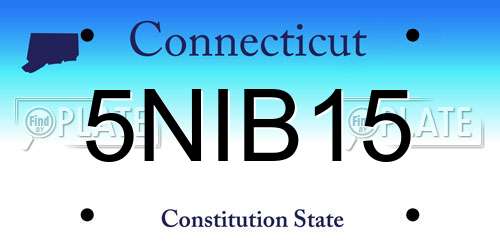 5NIB15 Connecticut License Plate