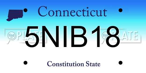 5NIB18 Connecticut License Plate