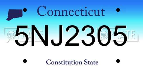 5NJ2305 Connecticut License Plate