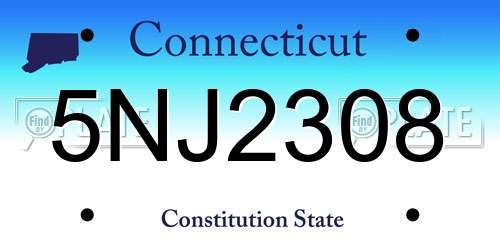 5NJ2308 Connecticut License Plate