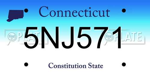 5NJ571 Connecticut License Plate