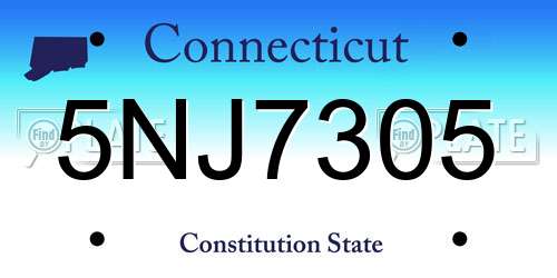 5NJ7305 Connecticut License Plate