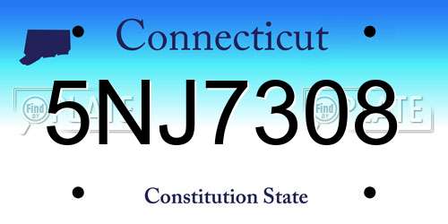 5NJ7308 Connecticut License Plate