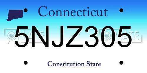 5NJZ305 Connecticut License Plate