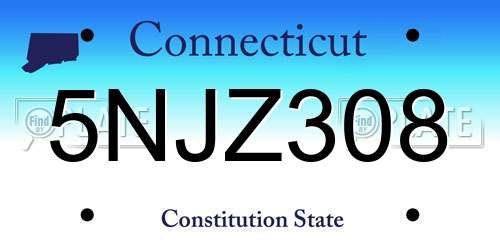 5NJZ308 Connecticut License Plate