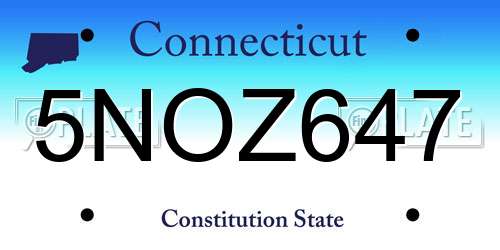5NOZ647 Connecticut License Plate