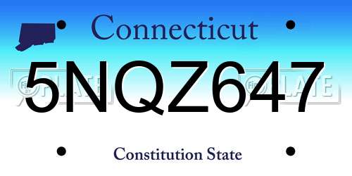 5NQZ647 Connecticut License Plate