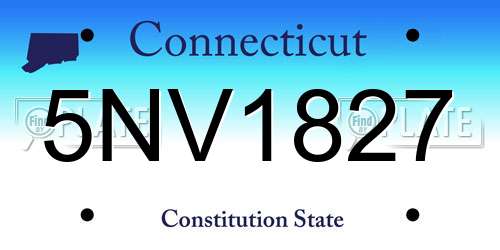 5NV1827 Connecticut License Plate