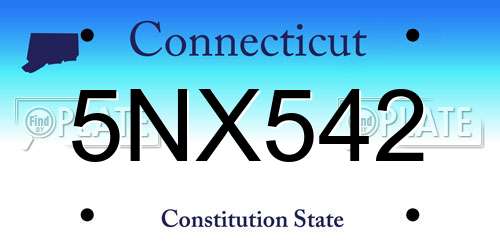 5NX542 Connecticut License Plate