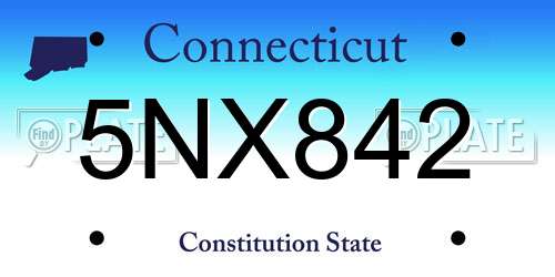 5NX842 Connecticut License Plate