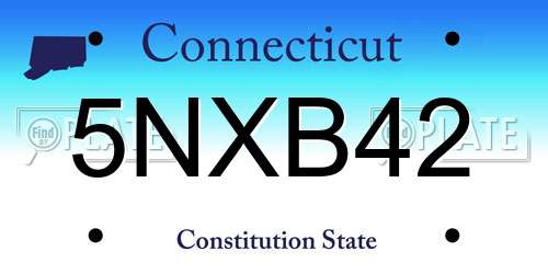 5NXB42 Connecticut License Plate