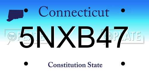 5NXB47 Connecticut License Plate