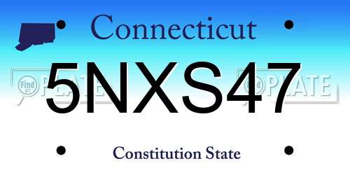 5NXS47 Connecticut License Plate