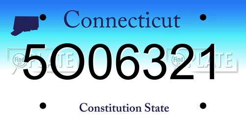 5O06321 Connecticut License Plate