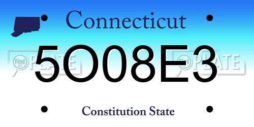5O08E3 Connecticut License Plate