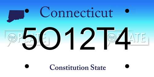 5O12T4 Connecticut License Plate